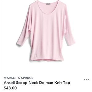 Market & Spruce Dolman Pink Top. Size L